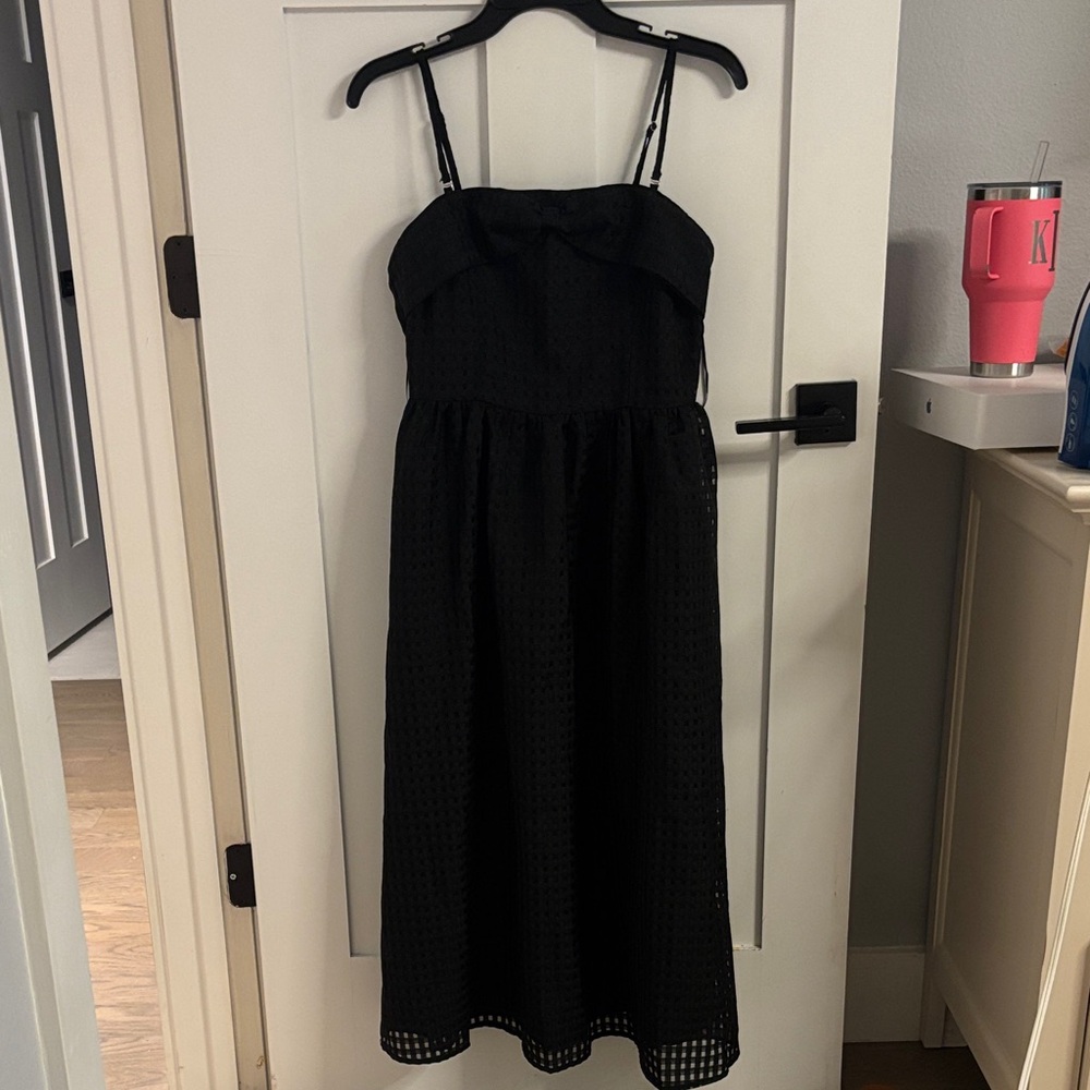 Sugarlips Black Eyelet Midi Dress with Spaghetti Straps